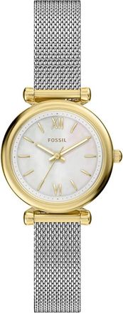 Fossil Womens Carlie Mini White Dial Watch