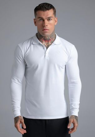 Siksilk Mens White LS Button Polo XXL