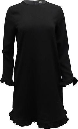 Ganni Ganni Clark Ruffled Long Sleeve Dress in Black Polyester