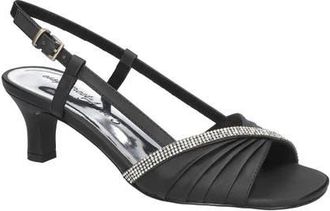 Easy Street Delite Slingback Sandal in Black Satin-Stones at Nordstrom, Size 5.5