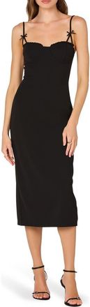 ASTR the Label Bow Strap Midi Dress in Black at Nordstrom, Size X-Small