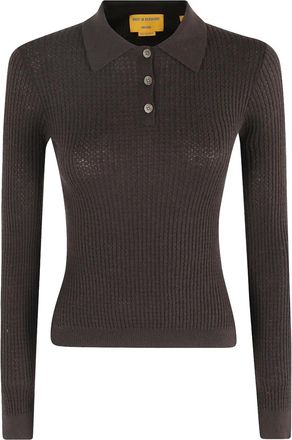 Guest In Residence Top met knopen en kraag - Bruin