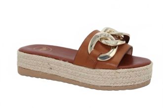 Ex&eacute; Womens Chain Wedge Sandal In Tan
