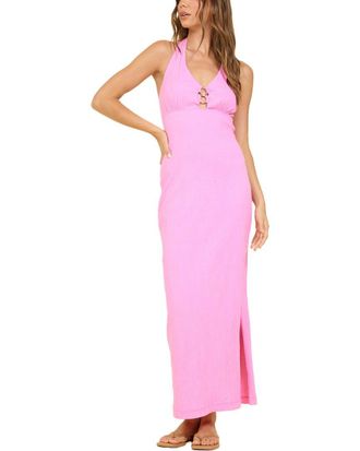 Surf Gypsy Crinkle Knit Halter Maxi Dress