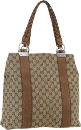 Gucci Pre-owned Vintage Tote Bag - Dames - Vintage Shopper - Beige - ONE Size - Leer - Vintage