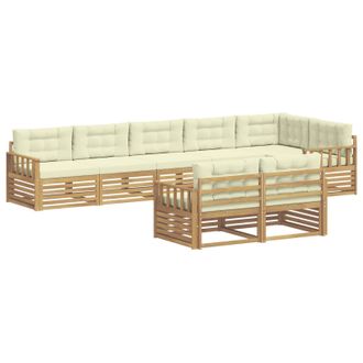 vidaXL Conjunto De Sof&aacute;s De Exterior 8 Uds. Blanco Y Crema Poli&eacute;ster Vidaxl