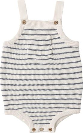 Rylee + Cru Ashton Stripe Cotton Knit Romper in Ivory at Nordstrom, Size 18-24M