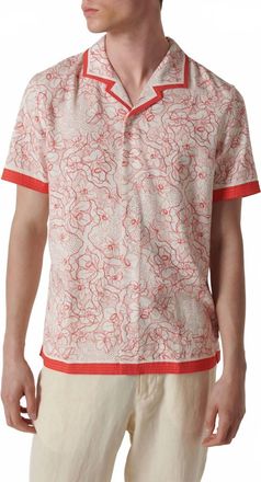 Orlebar Brown Hibbert Floral Nouveau Shirt In Summer Red/white Sand
