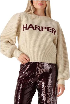Harper & Yve Lysanne Longsleeve - Dames - Ronde hals truien - Beige - L - Wol - Truien & Vesten