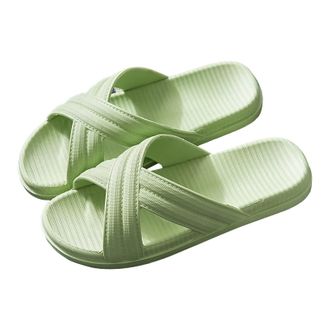 Generic Womens Quick-Drying Non-Slip Bath Slippers Shower Shoes Bath Mules Lightweight Mules Pool Beach Slippers Soft Bathing Shoes Open Toe Mules, Green, 8.5