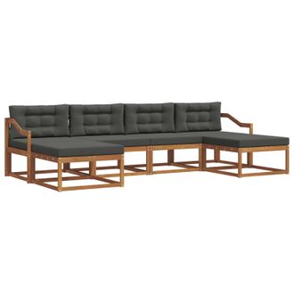 vidaXL Conjunto De Sof&aacute;s De Exterior 6 Pcs Natural Y Antracita Vidaxl