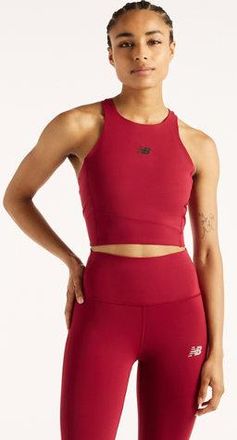 New Balance Donna RC Elite Storage Crop Tank in Rosso, Maglia di Poliestere, Taglia M