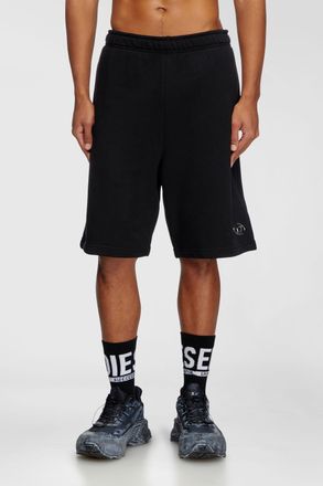 Diesel Sweat shorts with silver Oval D - Shorts - Man - Black