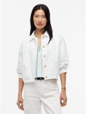 Tommy Hilfiger Womens Relaxed Linen-Blend Bomber Jacket - Ecru - XXS