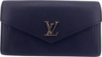 Louis Vuitton Black Leather Long Wallet (Bi-Fold) (Pre-Owned)