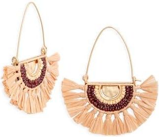 Nordstrom Raffia Fan Crescent Threader Earrings in Neutral Multi- Gold at Nordstrom Rack