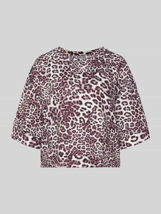 Marc Cain Relaxed Fit T-Shirt aus Viskose-Mix mit Allover-Animal-Print in Bordeaux, Gr&ouml;&szlig;e 34