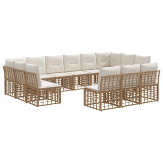 vidaXL Conjunto De Sof&aacute;s De Exterior Natural Y Crema Poli&eacute;ster Vidaxl