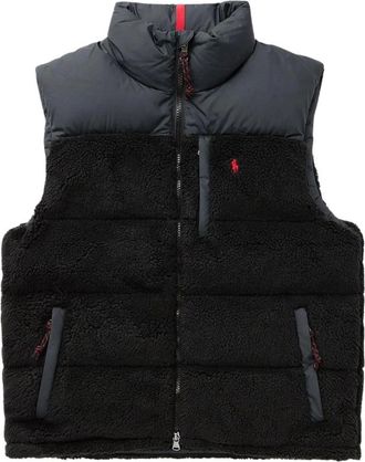 Ralph Lauren Jassen, Heren, Zwart, L, Leer, Gilet Hybride Sherpa / Duvet