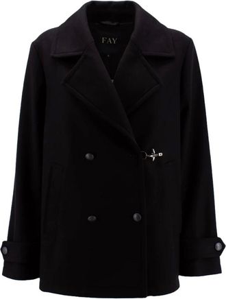 Fay Jassen, Dames, Zwart, M, Double-Breasted Jas