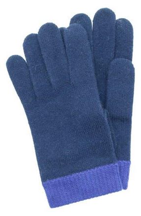 Portolano Colorblock Cashmere & Wool Tech Gloves in Navy/Pegasus at Nordstrom Rack