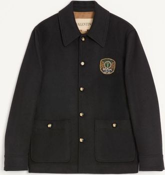 Valentino Giacca Valentino In Lana E Cashmere Con Valentino Patch Ricamato Uomo NERO 44