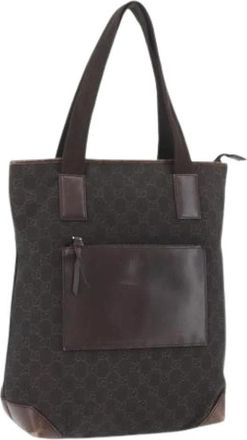 Gucci Pre-owned Canvas Tote Bag - Dames - Vintage Shopper - Bruin - ONE Size - Leer - Vintage