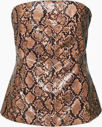 Amy Lynn Womens Snake Print Tube Sleeveless Top - Brown - Size: XS 6