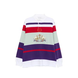 Dr&ocirc;le de Monsieur Striped-pattern Logo-embroidered Polo Shirt