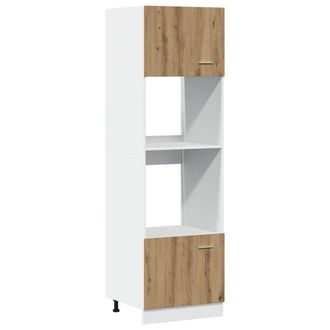 Berkfield Home Microwave Cabinet Lyon Artisan Oak 60x57x207 cm Engineered Wood in Brown | Size: 60 x 57 x 207 cm