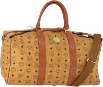 MCM Pre-owned Weekend Bags, female, Brown, Size: ONE SIZE Pre-owned Plastic Handbag