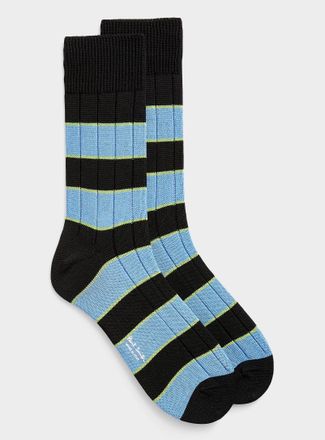 Paul Smith Mens Wide-stripe ribbed dress socks