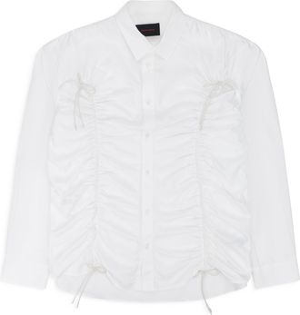 Simone Rocha WHITE CLASSIC FIT WITH RUCHING BUTTON-DOWN SHIRT