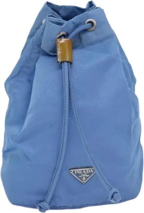 Prada Pre-owned Bucket Bags, female, Blue, Size: ONE SIZE Pre-owned Nylon Pouch