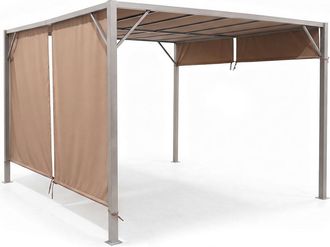 Siediti Fuori e Dentro P&eacute;rgola de aluminio beige 3x4 m con cubierta lateral ajustable
