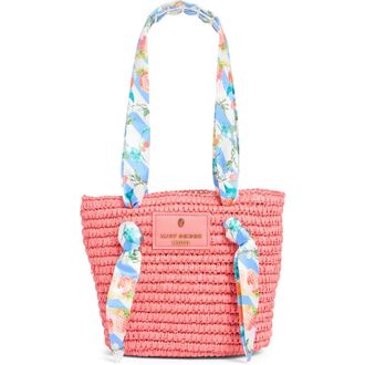 Kurt Geiger Small Scarf Raffia Tote in Open Pink at Nordstrom Rack