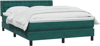 vidaXL Cama Box Spring Con Colch&oacute;n Terciopelo Verde Oscuro 160x210 Cm Vidaxl