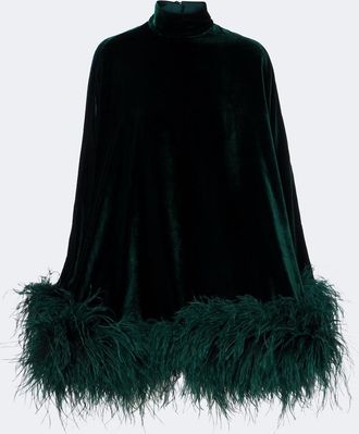 Taller Marmo Vegas feather-trimmed velvet kaftan