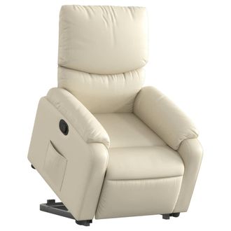 vidaXL Poltrona Alzapersona Reclinabile Crema In Similpelle - Vidaxl
