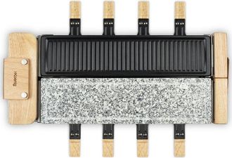 H.Koenig Apparecchio per raclette 3 in 1 WOD360 Hkoenig raclette + pietra da cuocere + grill - 8 persone - Superficie di cottura 41,5 x 21,2 cm