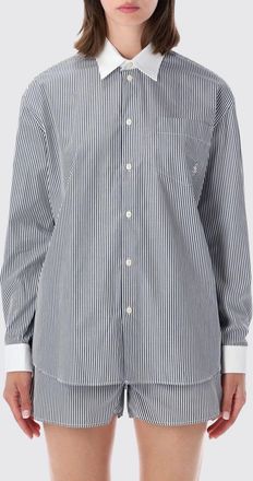 Sporty & Rich Camicia a righe in cotone con vestibilit&agrave; relaxed e collo francese