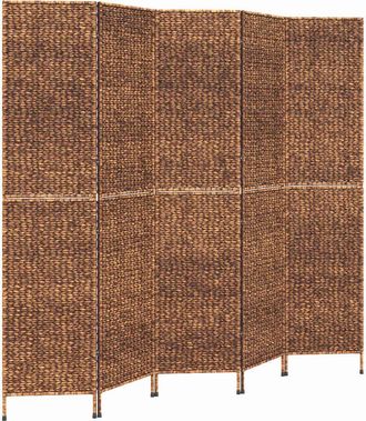 vidaXL Biombo De 5 Paneles Jacinto De Agua Marr&oacute;n 205x180 Cm Vidaxl