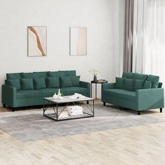 vidaXL Vidaxl - Juego De Sof&aacute;s Con Cojines 2 Piezas Terciopelo Verde Oscuro