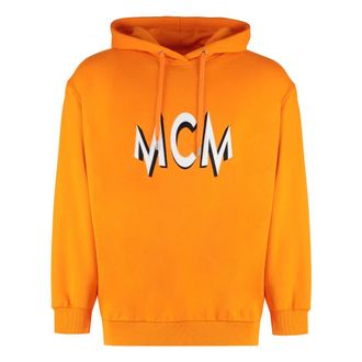 MCM Hoodies, male, Orange, Size: S Cotton Hoodie