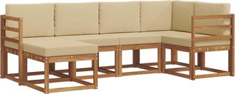 vidaXL Conjunto De Sof&aacute;s De Exterior 6 Uds. Natural Y Beige Vidaxl