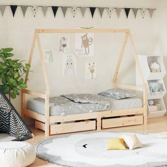 vidaXL Estructura De Cama Infantil Con Cajones Madera De Pino 80x160cm Vidaxl