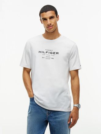 Tommy Hilfiger Mens NYC Hilfiger Logo T-Shirt - Ecru - XXXL