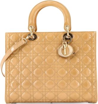 Dior Lady Dior Bag Cannage Quilt Patent Large satchel - Beige