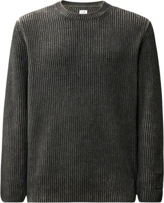 C.P. Company Cotton Chenille Double Dyed Crew - Heren - Ronde hals truien - Grijs - S - Katoen - Truien & Vesten