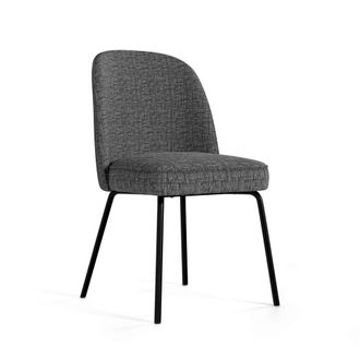 Koketto Home Silla tapizada gris oscuro con grueso asiento y espalda curvada
